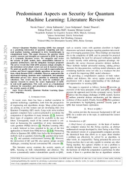 Predominant Aspects on Security for Quantum Machine Learning: Literature
  Review