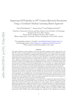 Improving OCR Quality in 19th Century Historical Documents Using a
  Combined Machine Learning Based Approach