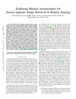Exploring Masked Autoencoders for Sensor-Agnostic Image Retrieval in
  Remote Sensing
