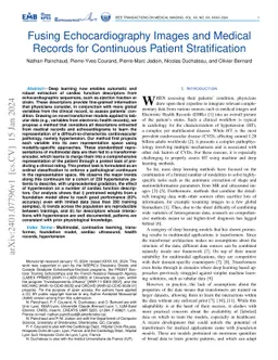 Fusing Echocardiography Images and Medical Records for Continuous Patient Stratification