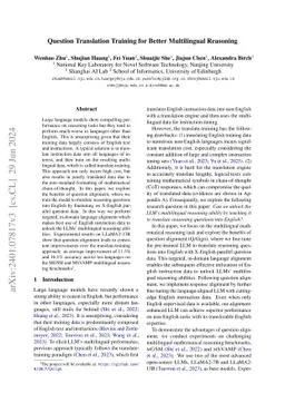 Question Translation Training for Better Multilingual Reasoning