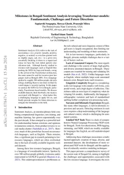 Milestones in Bengali Sentiment Analysis leveraging Transformer-models:
  Fundamentals, Challenges and Future Directions