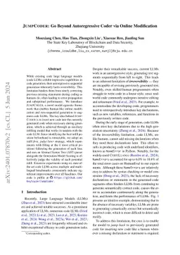 JumpCoder: Go Beyond Autoregressive Coder via Online Modification