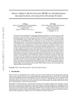Small Object Detection by DETR via Information Augmentation and Adaptive
  Feature Fusion