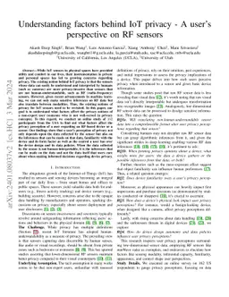 Understanding factors behind IoT privacy -- A user's perspective on RF
  sensors