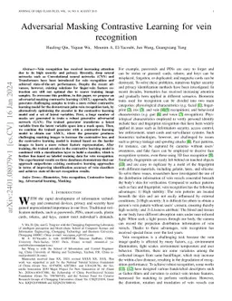 Adversarial Masking Contrastive Learning for vein recognition
