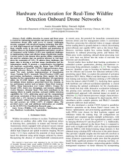 Hardware Acceleration for Real-Time Wildfire Detection Onboard Drone
  Networks
