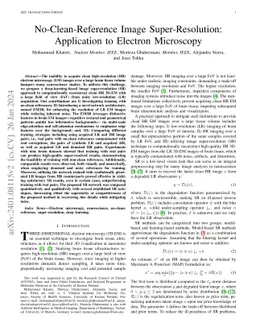 No-Clean-Reference Image Super-Resolution: Application to Electron
  Microscopy