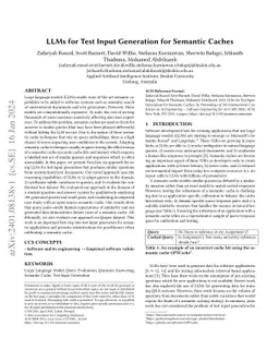 LLMs for Test Input Generation for Semantic Caches