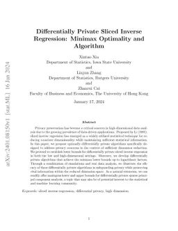 Differentially Private Sliced Inverse Regression: Minimax Optimality and Algorithm