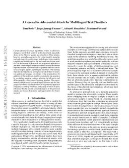 A Generative Adversarial Attack for Multilingual Text Classifiers