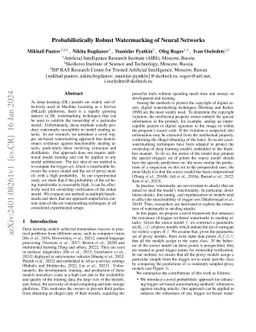 Probabilistically Robust Watermarking of Neural Networks