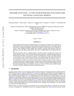 Anchor function: a type of benchmark functions for studying language
  models