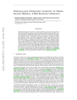 Personalized Federated Learning of Probabilistic Models: A PAC-Bayesian Approach