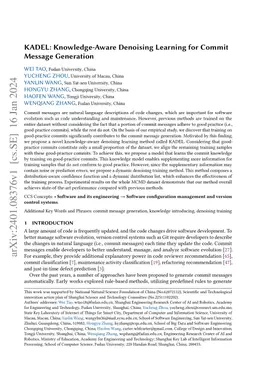 KADEL: Knowledge-Aware Denoising Learning for Commit Message Generation