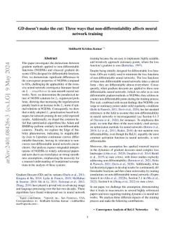 GD doesn't make the cut: Three ways that non-differentiability affects
  neural network training