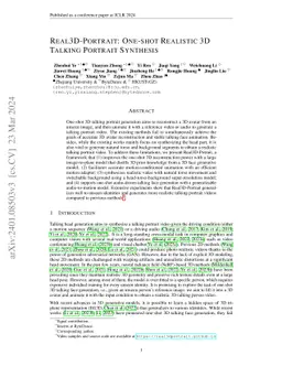 Real3D-Portrait: One-shot Realistic 3D Talking Portrait Synthesis