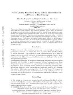Video Quality Assessment Based on Swin TransformerV2 and Coarse to Fine
  Strategy