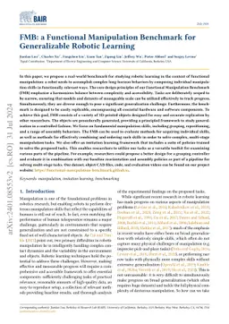 FMB: a Functional Manipulation Benchmark for Generalizable Robotic
  Learning