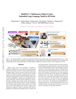 MultiPLY: A Multisensory Object-Centric Embodied Large Language Model in
  3D World
