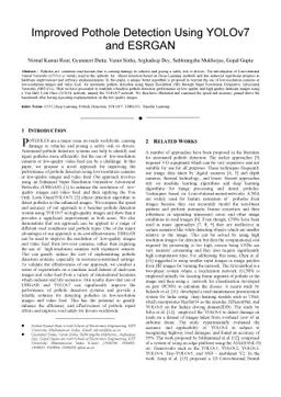 Improved Pothole Detection Using YOLOv7 and ESRGAN