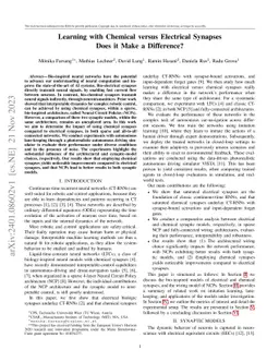 Learning with Chemical versus Electrical Synapses -- Does it Make a
  Difference?