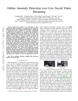 Online Anomaly Detection over Live Social Video Streaming