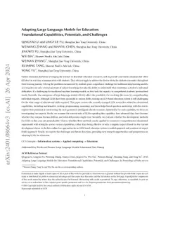Adapting Large Language Models for Education: Foundational Capabilities,
  Potentials, and Challenges
