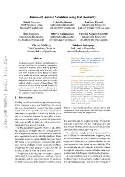Automated Answer Validation using Text Similarity