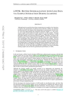 lpNTK: Better Generalisation with Less Data via Sample Interaction
  During Learning