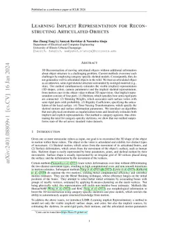 Learning Implicit Representation for Reconstructing Articulated Objects