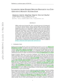 Learning from Sparse Offline Datasets via Conservative Density
  Estimation