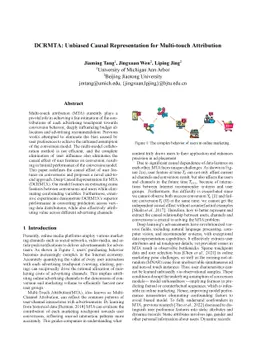 DCRMTA: Unbiased Causal Representation for Multi-touch Attribution