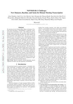 NOTSOFAR-1 Challenge: New Datasets, Baseline, and Tasks for Distant
  Meeting Transcription