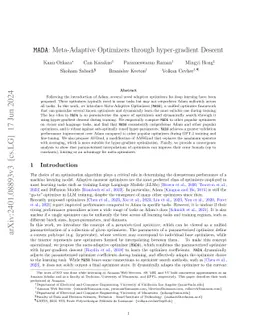 MADA: Meta-Adaptive Optimizers through hyper-gradient Descent
