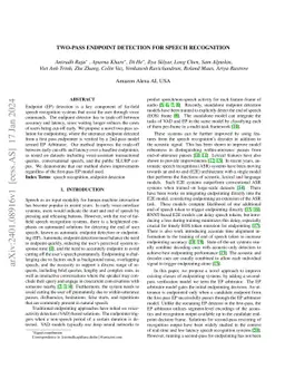 Two-pass Endpoint Detection for Speech Recognition