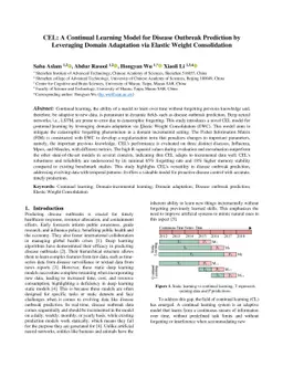 CEL: A Continual Learning Model for Disease Outbreak Prediction by
  Leveraging Domain Adaptation via Elastic Weight Consolidation
