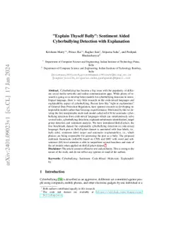 Explain Thyself Bully: Sentiment Aided Cyberbullying Detection with
  Explanation
