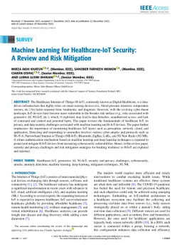 Machine Learning for Healthcare-IoT Security: A Review and Risk
  Mitigation