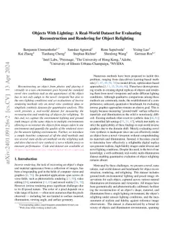 Objects With Lighting: A Real-World Dataset for Evaluating
  Reconstruction and Rendering for Object Relighting