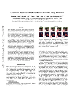 Continuous Piecewise-Affine Based Motion Model for Image Animation