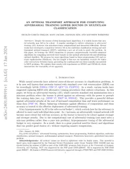 An Optimal Transport Approach for Computing Adversarial Training Lower
  Bounds in Multiclass Classification