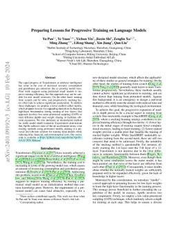 Preparing Lessons for Progressive Training on Language Models