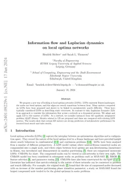 Information flow and Laplacian dynamics on local optima networks