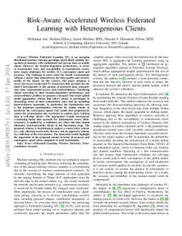 Risk-Aware Accelerated Wireless Federated Learning with Heterogeneous
  Clients