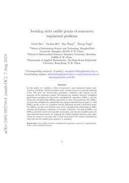 Avoiding strict saddle points of nonconvex regularized problems
