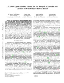 A Multi-Agent Security Testbed for the Analysis of Attacks and Defenses
  in Collaborative Sensor Fusion