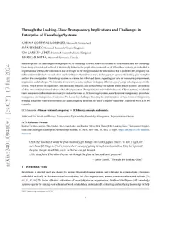 Through the Looking-Glass: Transparency Implications and Challenges in Enterprise AI Knowledge Systems