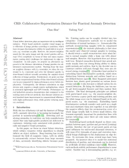 CRD: Collaborative Representation Distance for Practical Anomaly
  Detection