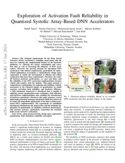 Exploration of Activation Fault Reliability in Quantized Systolic
  Array-Based DNN Accelerators